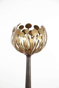 Ensemble de porte-bougies en métal doré de luxe en forme de fleur de lotus, support floral vintage en fer, centre de table de mariage - Product Image 3