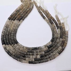 Perles Heishi en quartz rutilé noir naturel AAA, 7-8 mm, lisses, en forme de roue, 16 pouces - Product Image 4