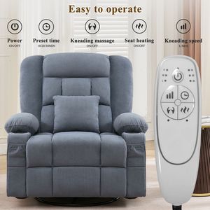 Fauteuil inclinable 4 points 3D avec massage par pétrissage et chaleur, fonction balancelle, idéal pour salon, 2 places - Product Image 6