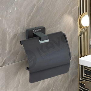 Portarrollos de papel higiénico de Cromo Negro de acero inoxidable duradero, montado en la pared, moderno soporte de rollo de papel higiénico para apartamento, proveedor OEM - Product Image 2