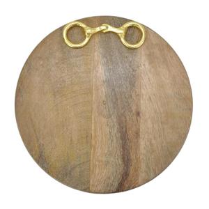 เขียงชีสทรงกลมลายหัวม้าสีทอง ทำจากไม้ ป้องกันการลื่น ปลอดภัยต่อสิ่งแวดล้อม ใช้กับเครื่องล้างจานได้ - Product Image 4