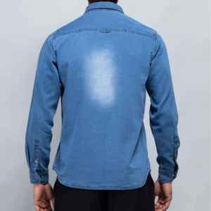 Camisa de Mezclilla para Hombre, Manga Larga, Color Sólido, Cuello Clásico, Transpirable, Corte Regular, Estilo Casual, Lavado a la Piedra - Product Image 4