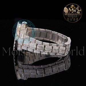 Reloj de Lujo con Diamantes Moissanite, Brazalete de Acero Inoxidable, Caja Redonda, Movimiento de Cuarzo Analógico, Cristal de Zafiro - Product Image 2
