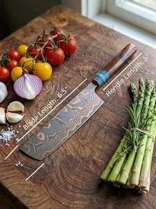 Juego de 2 Cuchillos de Chef de Acero Damasco con Acabado Cobre, Cuchillo de Carnicero, Cuchillo para Cortar Carne, Cuchillo de Cocina Profesional - Product Image 4