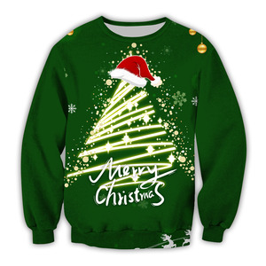 Sweat-shirt vert à col rond avec motif de Noël et de fêtes joyeuses, idéal pour l'hiver - Product Image 2