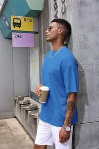 Heavy Weight 100% Cotton Oversized T-<b>Shirt</b> Men 220 Grams Shoulder Custom Printing Hip Hop Plus Size 100% Cotton Blank Boxy Men's - Product Image 4