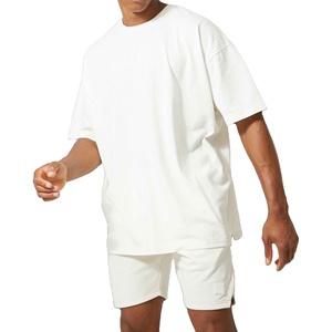 Men's White Cotton Crew Neck <b>T</b>-<b>Shirt</b> and Shorts Set Casual Summer Wear Breathable Knitted Solid Color Two-Piece Outfit - Product Image 3