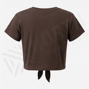 T-shirt court à manches courtes pour femme, personnalisé, léger, couleur unie, col rond, haut court, vêtements de sport haut de gamme, vêtements décontractés - Product Image 2