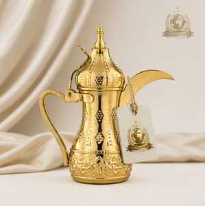 Cafetera Árabe Dallah Chapada en Oro con Diseño Martillado, Vajilla Islámica Tradicional, Termo para Bebidas Calientes, Utensilios para Hospitalidad - Product Image 2
