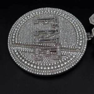 Men Hip Hop Jewelry Personalized Custom VVS Moissanite Letter <b>Pendant</b> Iced Out 925 Sterling <b>Silver</b> Rapper <b>Initial</b> Name <b>Pendant</b> - Product Image 5