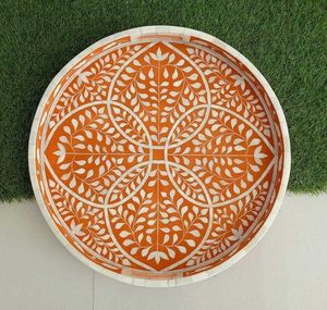 Plateau élégant en nacre, idéal pour servir café, thé, boissons, comme centre de table décoratif, pour la décoration de la maison et les événements. - Product Image 4