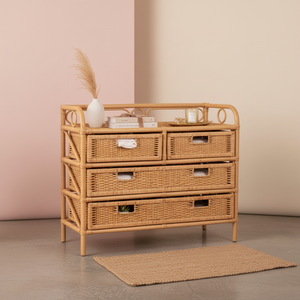 Commode en rotin naturel tressé, meuble de rangement, buffet, console, style bohème, pour la maison, chambre moderne - Product Image 4