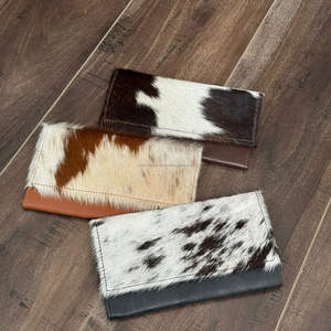 กระเป๋าสตางค์หนังวัวแบบตะวันตกสำหรับผู้หญิงกระเป๋าสตางค์แบบบางหนังแท้คลัทช์หนังวัวแท้พิมพ์ลายหนังวัวแท้ของขวัญสำหรับผู้หญิง - Product Image 4