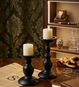 Porte-bougie rond noir pour la décoration de la maison, résistant à la chaleur, design durable, très demandé à bas prix - Product Image 1