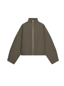 Vintage Turn-down Collar Women's Long Cropped Jacket <b>Zipper</b> Loose Full Sleeve Cotton Warm Coat 2025 Autumn Winter Lady New - Product Image 2