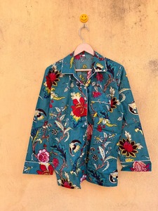 <b>Beautiful</b> Floral Woven Cotton Pajama Set Long Sleeve Full Length Elastic Waist Turn-down Collar Summer Sleepwear Casual women - Product Image 4