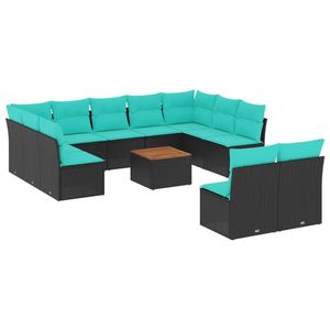 Set Divano da Esterno 12 Pezzi in Polyrattan Nero con Cuscini - Elegante Collezione Arredamento da Giardino - Product Image 2