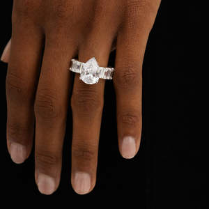 Luxury Pear Cut Three Stone Engagement <b>Ring</b> | 925 Sterling <b>Silver</b> Wedding <b>Ring</b> |<b>Statement</b> <b>Ring</b> for Women - Product Image 4