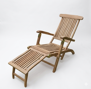 Luxury Foldable Teak Wood Steamer Chair Adjustable Outdoor Sun Lounger Durable Deck <b>Recliner</b> For Garden Poolside Patio Furniture - Product Image 6