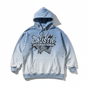 เสื้อฮู้ดโอเวอร์ไซส์ Caustic International สีฟ้าอ่อน ผ้าฝ้ายเฟรนช์เทอร์รี่ สไตล์สตรีทแวร์ ดีไซน์กระเป๋าเสื้อ สำหรับใส่ในฤดูใบไม้ร่วง - Product Image 1