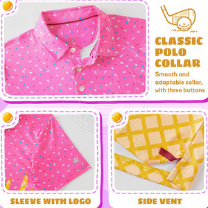 เสื้อโปโลกอล์ฟสำหรับเด็ก ผลิตจากผ้าเนื้อนุ่ม ระบายความร้อนได้ดี ออกแบบมาเพื่อการเคลื่อนไหวที่สบายขณะใช้งานกลางแจ้ง สำหรับเสื้อผ้าเด็ก - Product Image 5