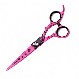 Ciseaux de coiffure professionnels roses en acier inoxydable à lame tranchante pour droitiers, motif patte d'animal, manche en plastique - Product Image 3
