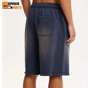 Pantalones Cortos Deportivos Personalizados de Moda Urbana, de Lona Sólida, con Estampado de Algodón, Bordado y Cuentas, para Hombre, Unisex, con Efecto Desgastado por el Sol - Product Image 5