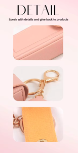 Túi đựng son môi nhỏ bằng da màu đỏ, kiểu phong bì, có móc khóa, ví đựng tiền xu, túi đựng mỹ phẩm nhỏ gọn, quà tặng đựng son môi - Product Image 4