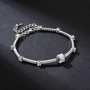 Pulseras de tenis de lujo de plata 925 con cadena y pulsera de diamantes de moissanita para mujer y hombre - Product Image 1