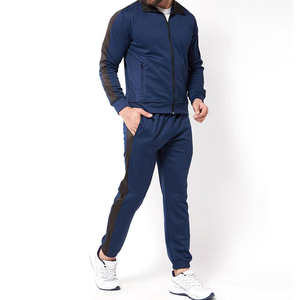Ensemble de survêtement d'hiver pour homme avec fermeture éclair intégrale, panneaux latéraux contrastants, léger, deux pièces, pour le sport, l'entraînement et la gym - Product Image 1