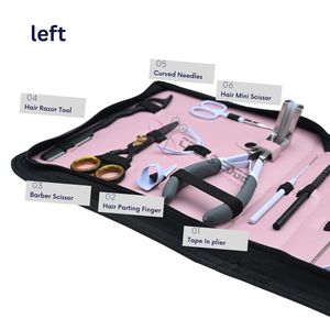 Kit d'outils tout-en-un pour extensions de cheveux avec pince à micro-perles, outil de tirage, mini-ciseaux à fil, peigne à queue, étui rose - Product Image 3