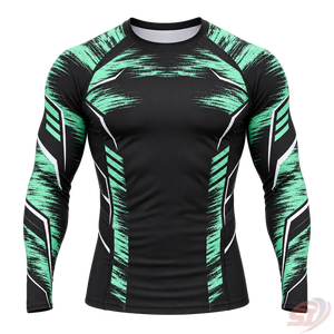 OEM Rashguard de Compression Extensible pour Hommes, Design Personnalisé, Motif Menthe Anti-statique, pour BJJ MMA, Entraînement de Grappling et Combat, Vente en Gros - Product Image 1