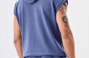 Men Sleeveless Hooded Training Shirt Loose Fit Gym Tank Top Breathable Workout Vest Fitness Running <b>Bodybuilding</b> Sportswear - Product Image 3