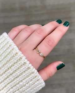 Toi Et Moi Diamond Stackable Rings 14k Solid Gold Emerald Round Lab Grown Two Stone Open <b>Gap</b> Minimalist Modern Jewelry Wholesale - Product Image 6