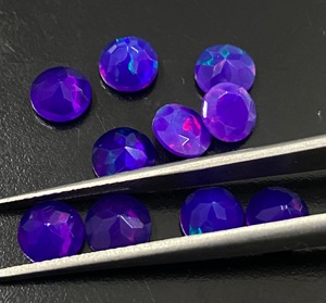 Piedras Preciosas Sueltas de Ópalo Natural Morado con Corte Brillante Redondo para Joyería, Piedras Facetadas Iridiscentes - Product Image 5