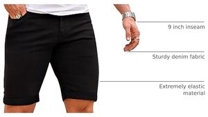 Men's <b>Black</b> Denim <b>Shorts</b> Mid Waist Straight Leg Casual Summer Cotton Breathable Woven Style - Product Image 6