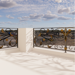 Rampe de balcon moderne en fer forgé avec finition thermolaquée, design personnalisé pour une décoration élégante de balcon extérieur. - Product Image 5