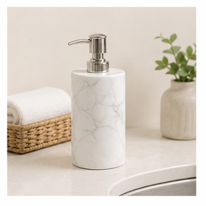 Wholesale Luxury Natural White Marble Soap Dispenser with Stainless Steel <b>Pump</b> for Modern Hotel and Home Bathroom Decor - Product Image 2