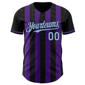 Camiseta de Béisbol Premium Negra y Morada, Estampada, Manga Corta, 100% Poliéster, Transpirable y Absorbente de Humedad, para Todas las Temporadas - Product Image 2