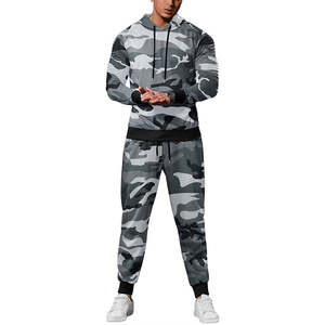 Custom Logo Camouflage Tracksuit Men 2 Piece Set Hooded Sweatshirt Joggers Pants Camo Sports <b>Suit</b> Streetwear Men <b>Jogging</b> <b>Suits</b> - Product Image 1