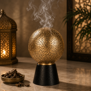 Premium Wooden Arabic Bakhoor Burner with Antique Metal Lid Luxury <b>Oud</b> <b>Incense</b> Holder for Ramadan Eid HomeDecor Centerpiece - Product Image 5