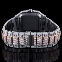 Nouvelle conception, montre mécanique de luxe faite à la main en acier inoxydable, boîtier carré, bouton poussoir, fermoir caché, verre saphir, diamant