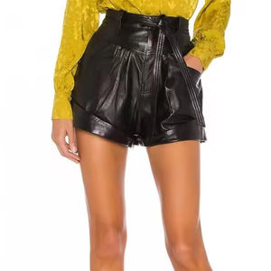 Shorts décontractés pour femmes, tendance, respirants, imperméables, en cuir, taille haute élastique, personnalisés, légers - Product Image 1