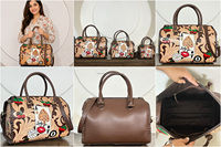 Nouvel Arrivage 2026 Sac de Voyage Speedy en Cuir Repoussé Grande Taille, Motif Dés de Poker Cerise avec As, Sac à Main Cowgirl Vintage