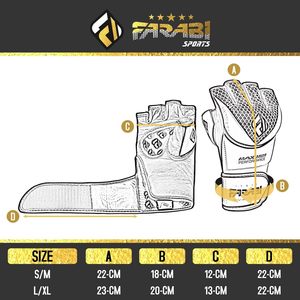 ถุงมือ MMA หนังแท้แบบห้านิ้ว ปิดด้วยแถบตีนตุ๊กแก สำหรับชกมวย มวยไทย ยูนิเซ็กซ์ ยี่ห้อ FARABI SPORTS - Product Image 4