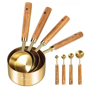 Set of 5 Fancy Wholesale Kitchen Utensil Stainless Steel Metal Golden Food Grade <b>Measuring</b> <b>Spoons</b> Flatware <b>Spoons</b> - Product Image 5