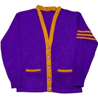 Nouveau design, logos personnalisés, style universitaire, cardigan d'hiver ample en tricot à col en V, fermeture boutonnée, pour sororité et école