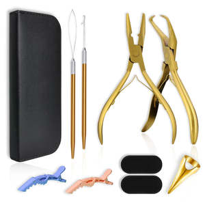 Kit de pinces pour extensions de cheveux de haute qualité, poignée résistante à la chaleur, tête en acier inoxydable, outils pour micro-anneaux, pour des résultats de qualité professionnelle - Product Image 1