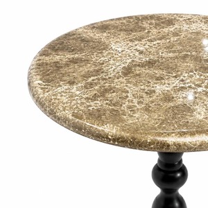 Table d'appoint moderne avec plateau rond en marbre et base en métal noir, meubles contemporains pour salon, table décorative d'appoint - Product Image 4