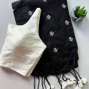 Sari de Algodón Khadi Inspirado en Celebridades, Venta Online 2026, Liso y para Uso Diario, Ideal para Fiestas, Colores Magníficos, Trabajo Elaborado para el Verano - Product Image 1